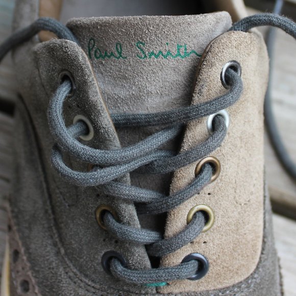 Paul Smith Sneaker Gray Tan Olive Suede Wingtip - Picture 15 of 16